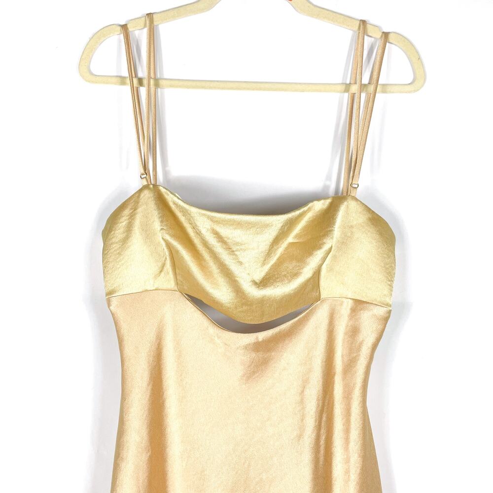 Bec & Bridge Carrie Maxi Dress Yellow Cutout Satin Slip Gown Sleeveless 10 US - Picture 6 of 13